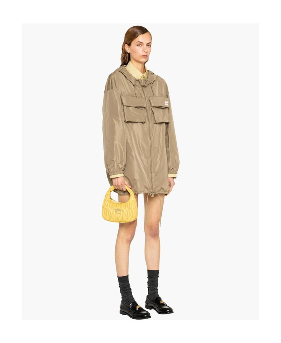 Miu Miu Wander Matelassé Logo Plaque Mini Hobo Bag In Yellow