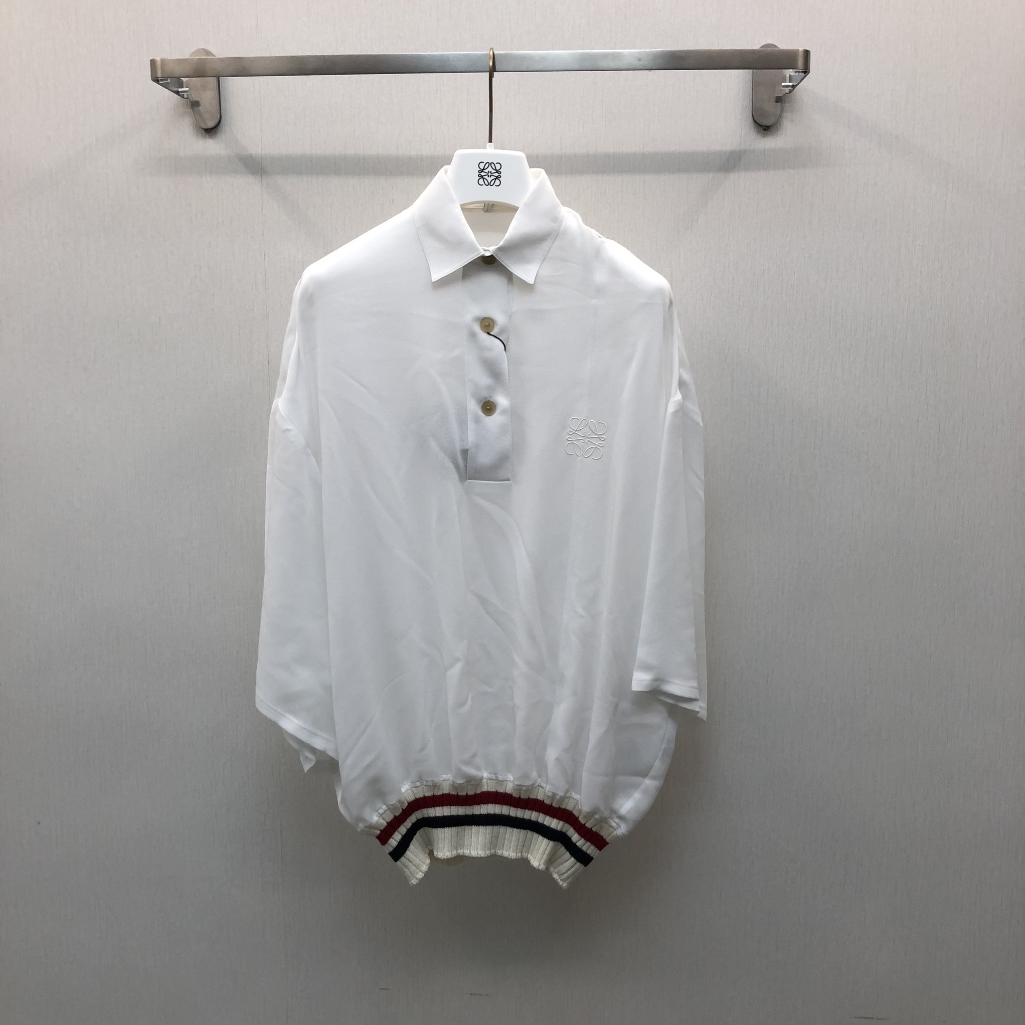 Shop Loewe Ribbed Trim Polo Shirt In White
