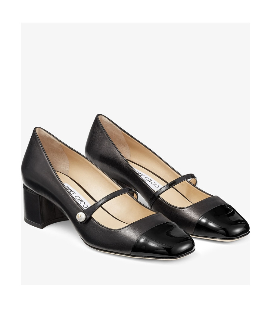 Jimmy Choo 'elisa 45' Black Pumps With Pearl Detail In Black