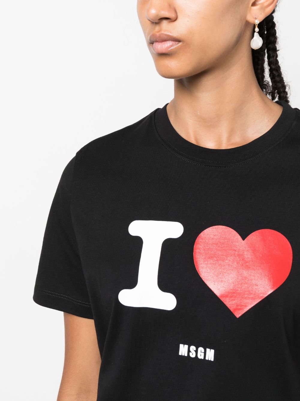 Msgm Logo-print Cotton T-shirt In Black