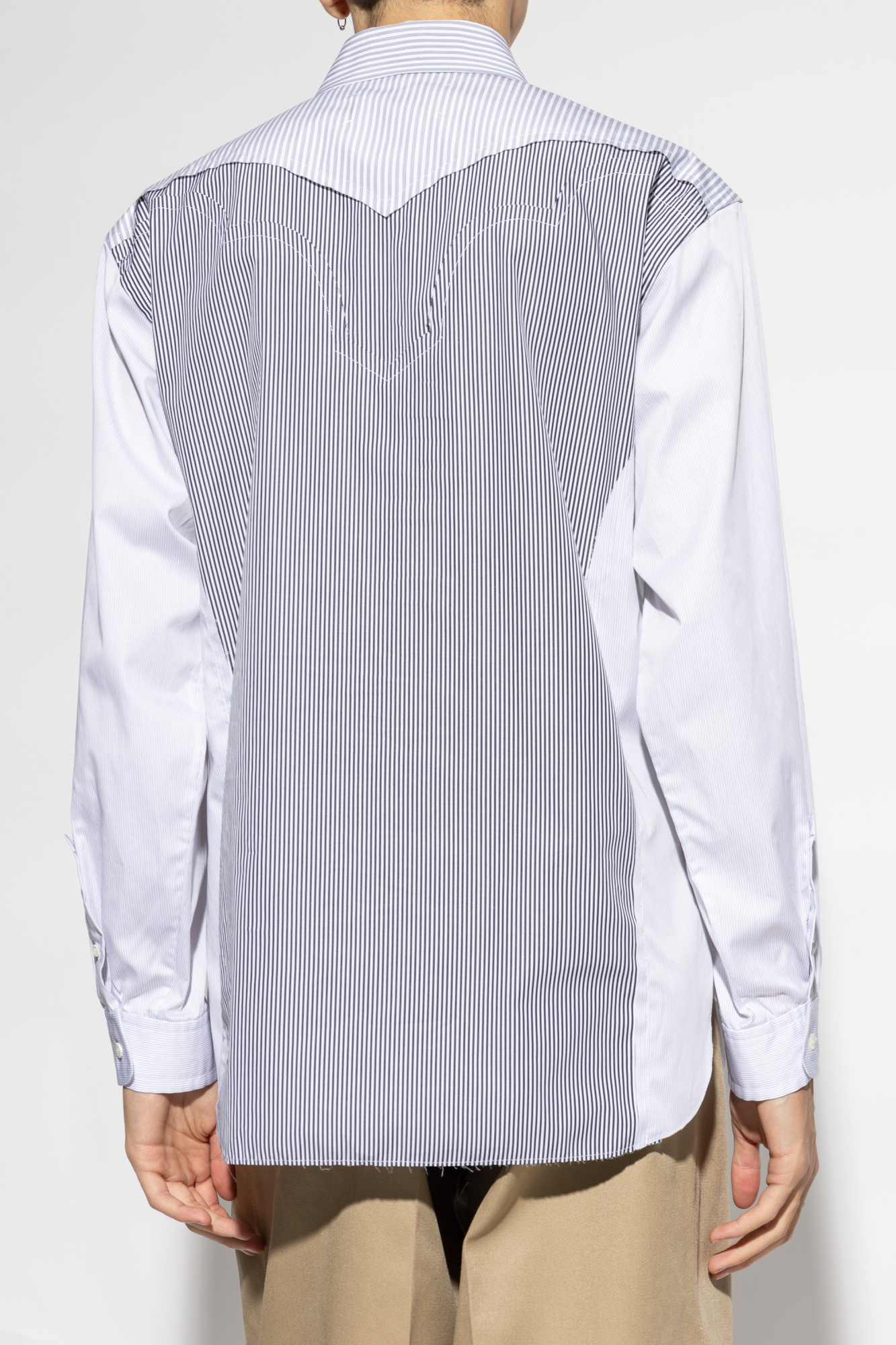 Maison Margiela Striped Patchwork Shirt In White