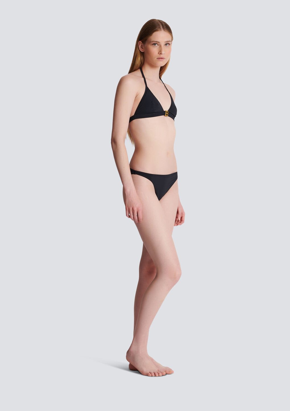 Balmain Logo-print Triangle Bikini Set In Black