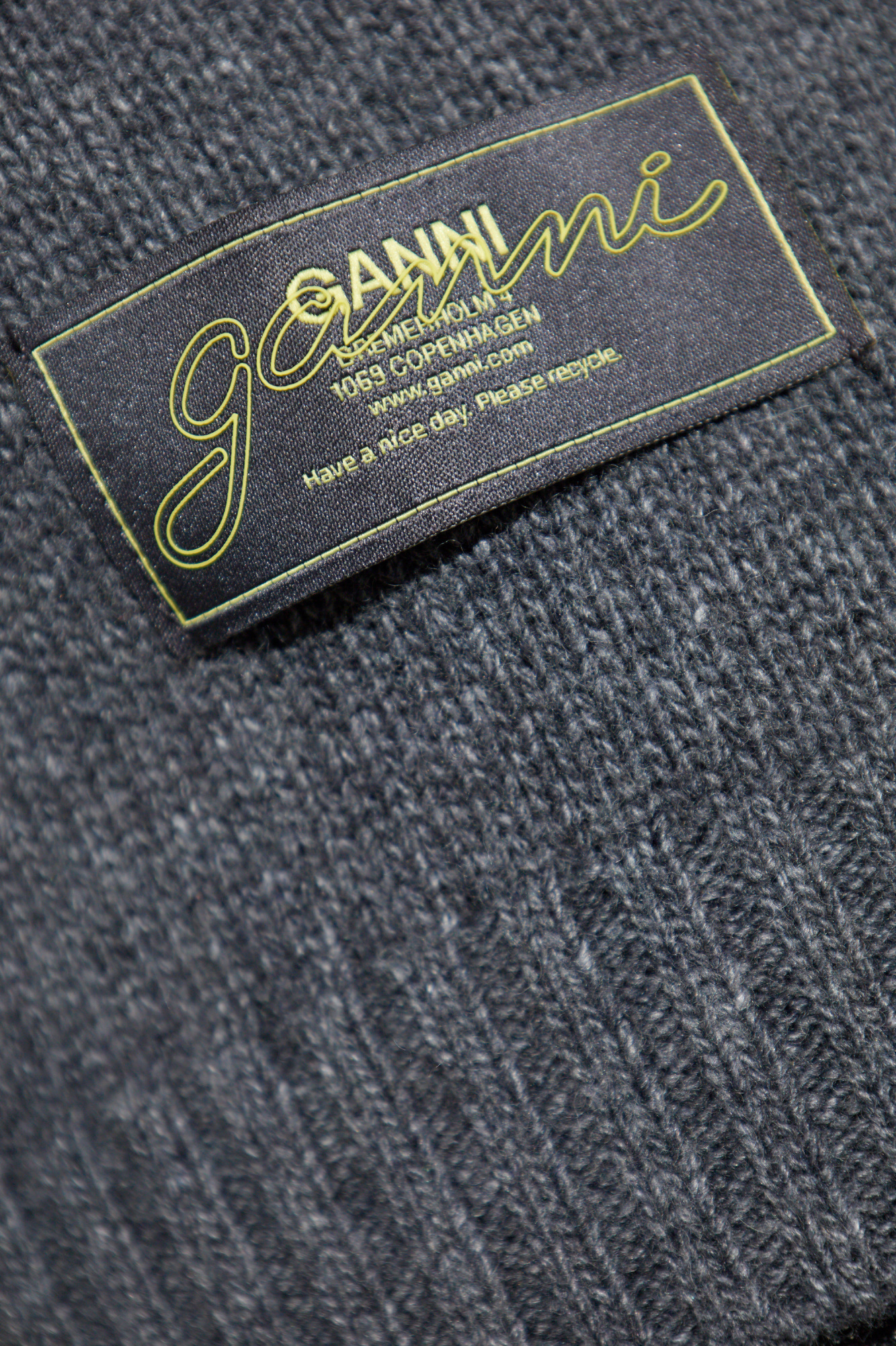Ganni Sweater Wool Side Ties In Black