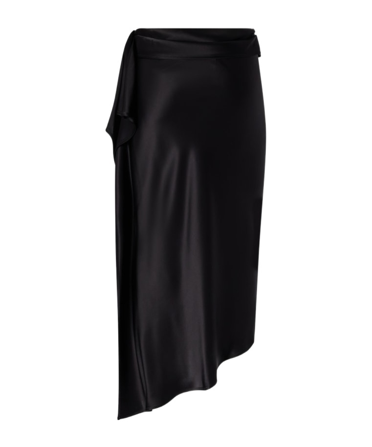 Pinko Ruffled Asymmetric Skirt In Black