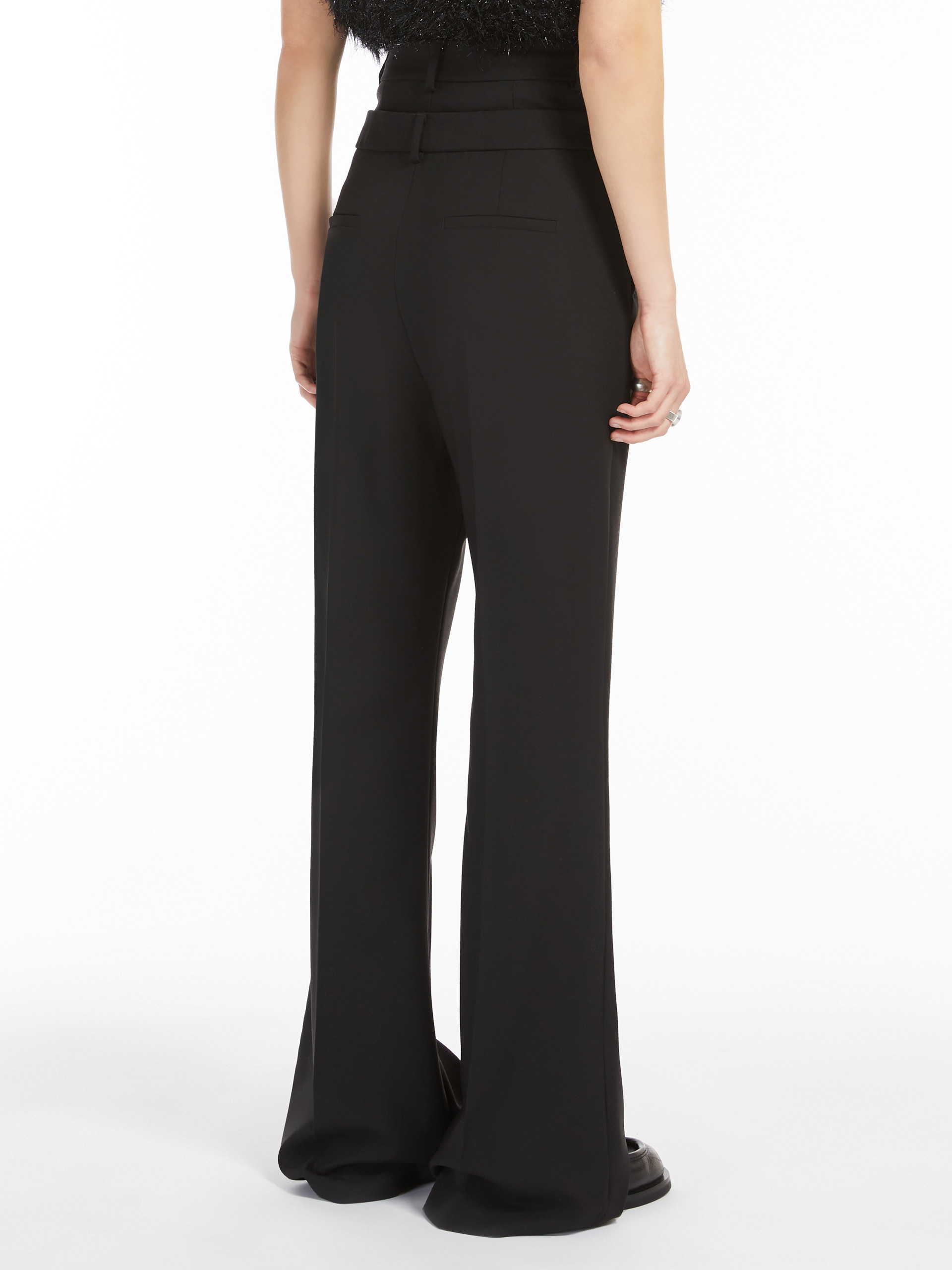 Sportmax Double-belt Bell Bottoms In Black
