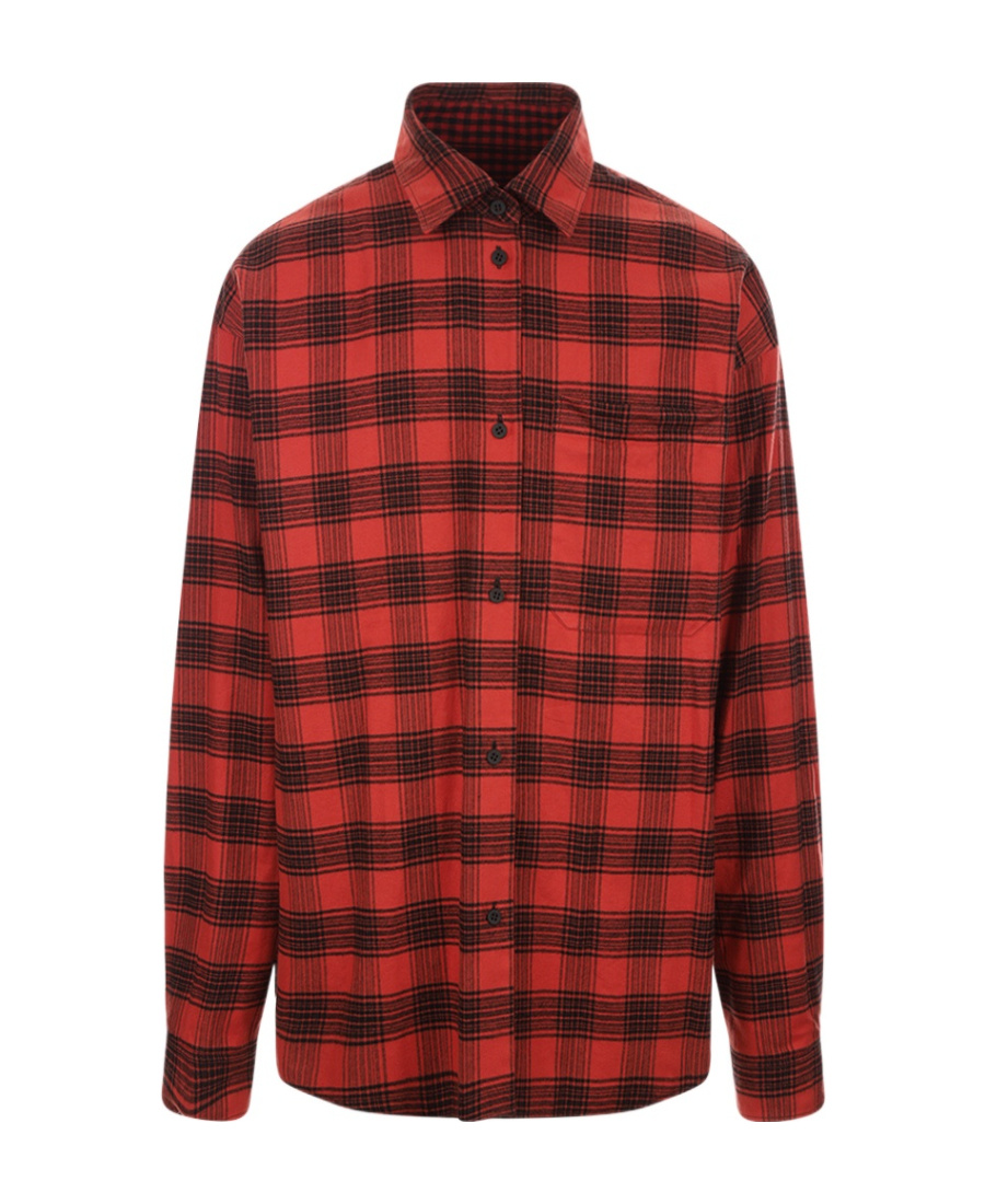 Balenciaga Check-pattern Long-sleeve Shirt In Brown