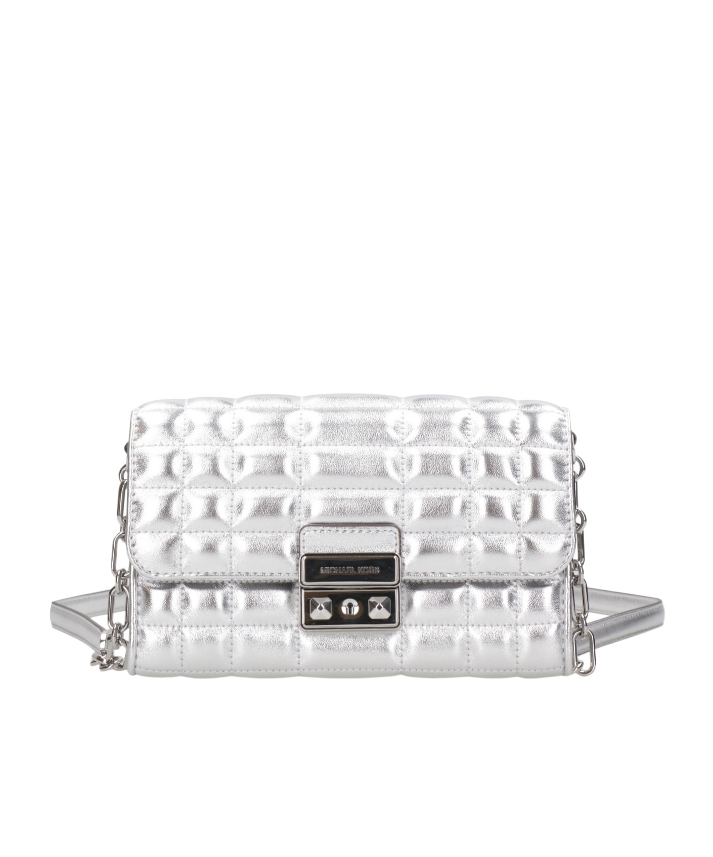 Michael Kors Large Tribeca Leather Cross Body Bag In White