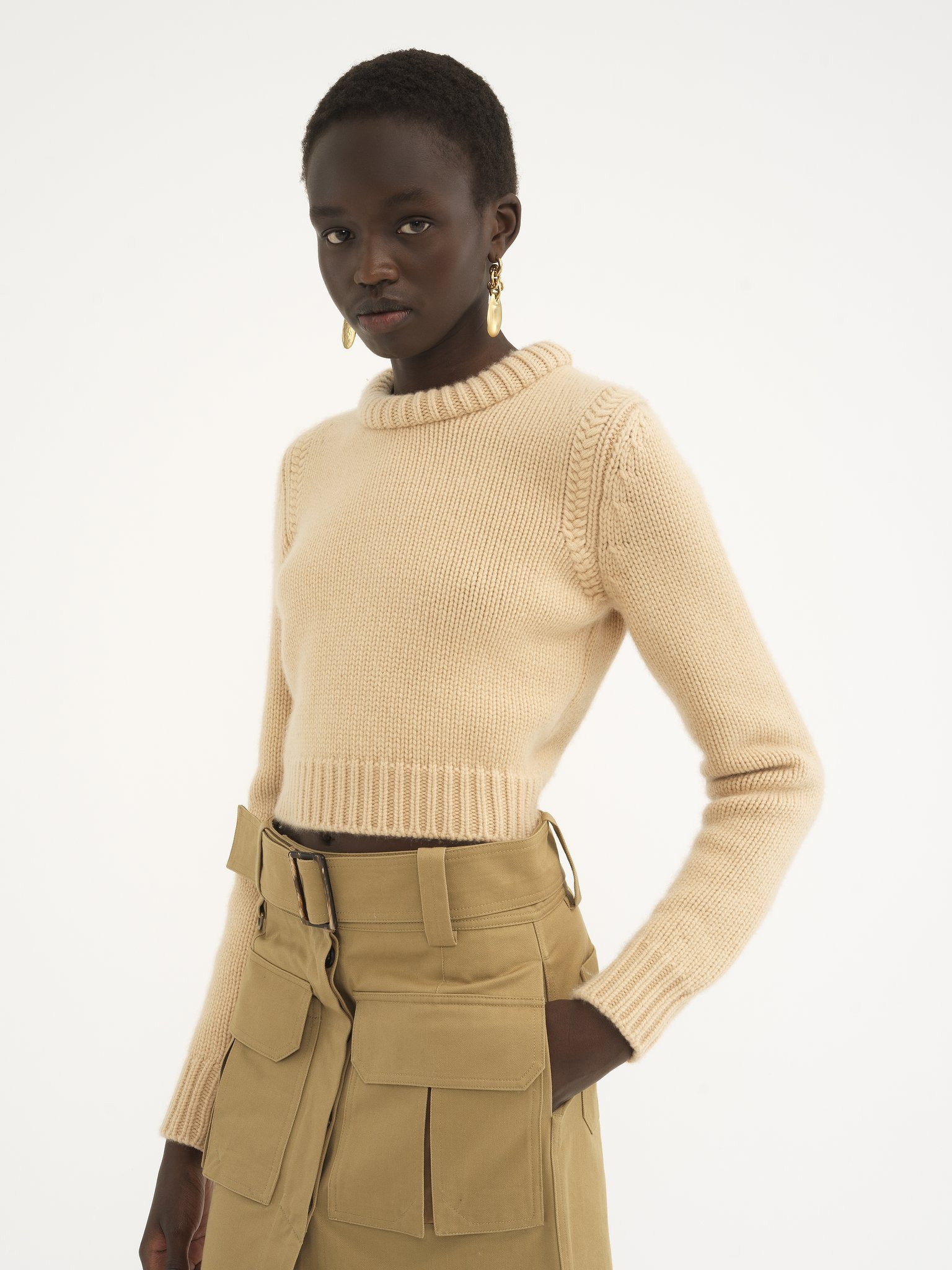 Chloé Beige Cotton And Cashmere Sweater In Nude