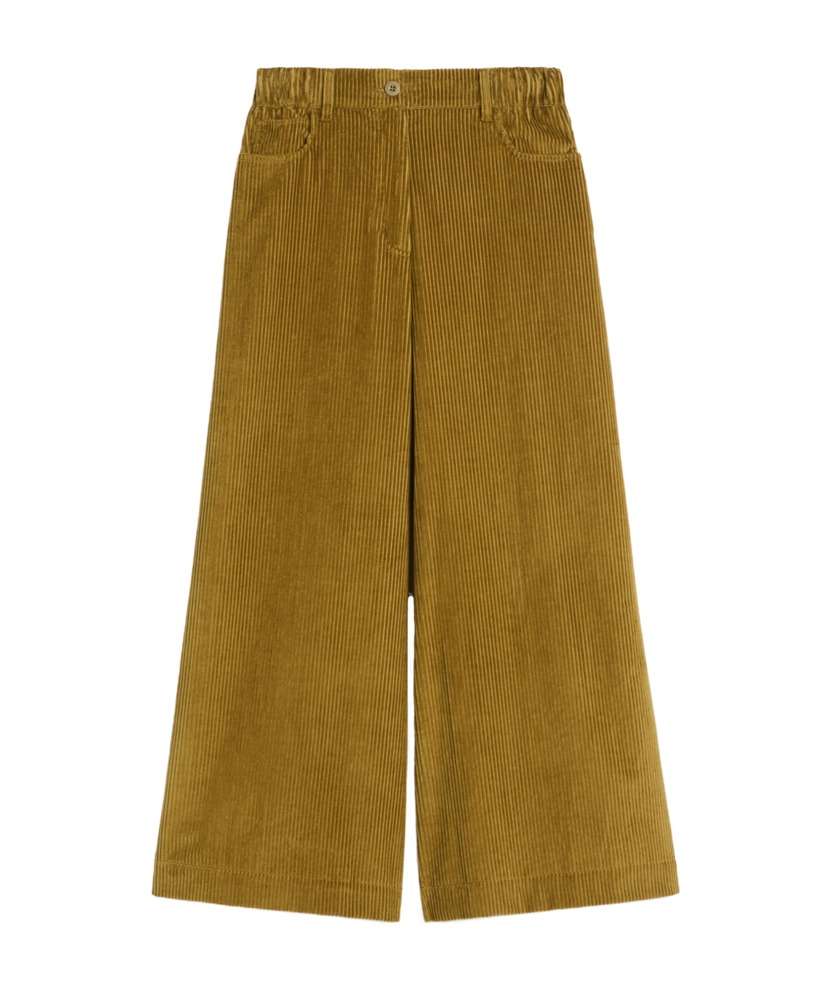 Weekend Max Mara Weekend Maxmara Cropped Cotton Velvet Trousers Olive In Green