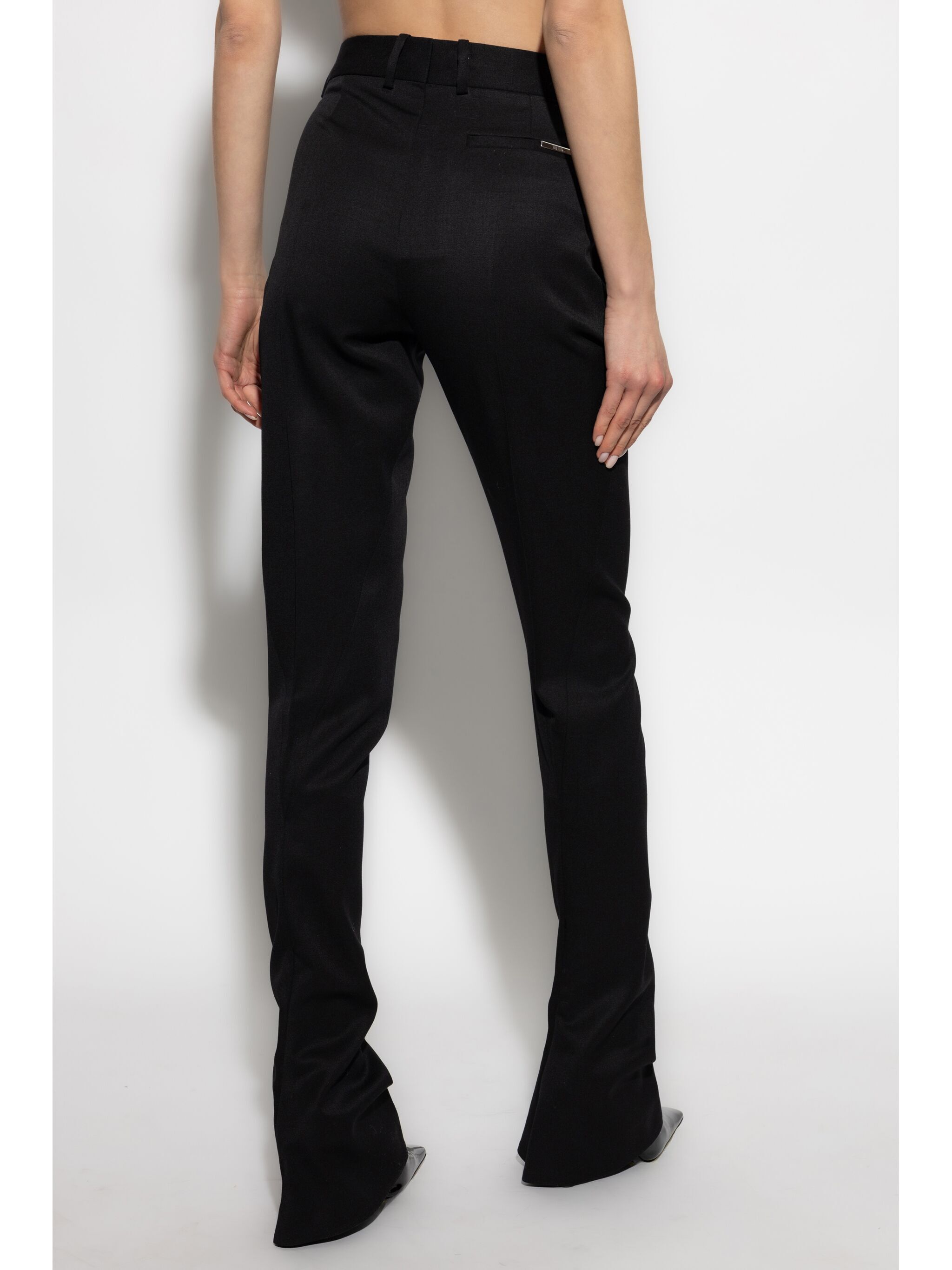 Attico Black Wool Flare Pants In Black