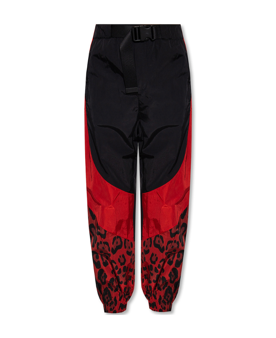 Dolce & Gabbana Nylon Jogging Pants With Leopard Print In Black