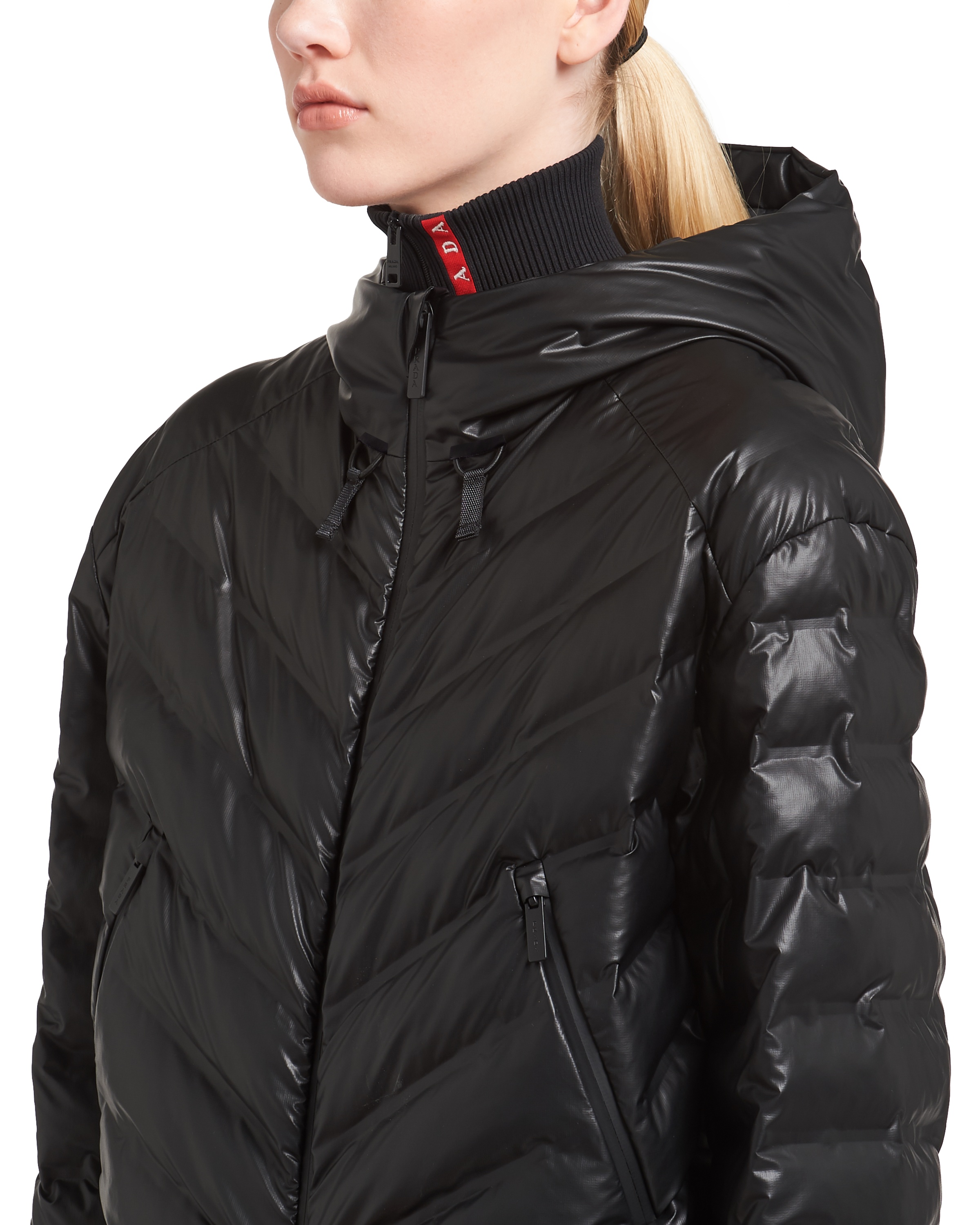 Prada Lr-lx020 Cropped Puffer Jacket In Black