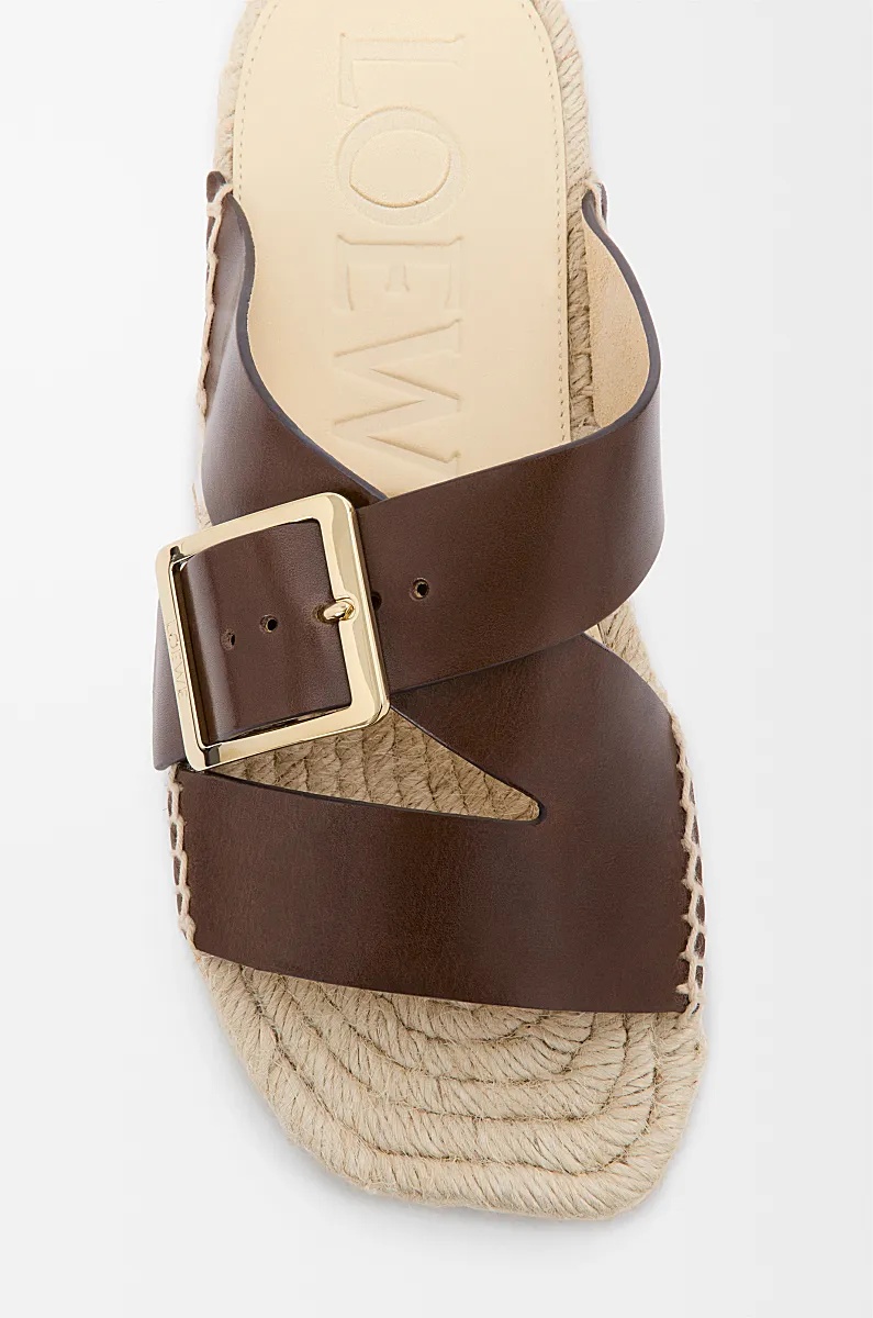 Loewe Petal Leather Crisscross Buckle Espadrille Sandals