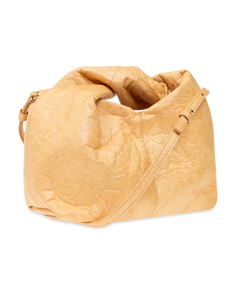 Jw Anderson Twister Crinkle-finish Crossbody Bag In Nude