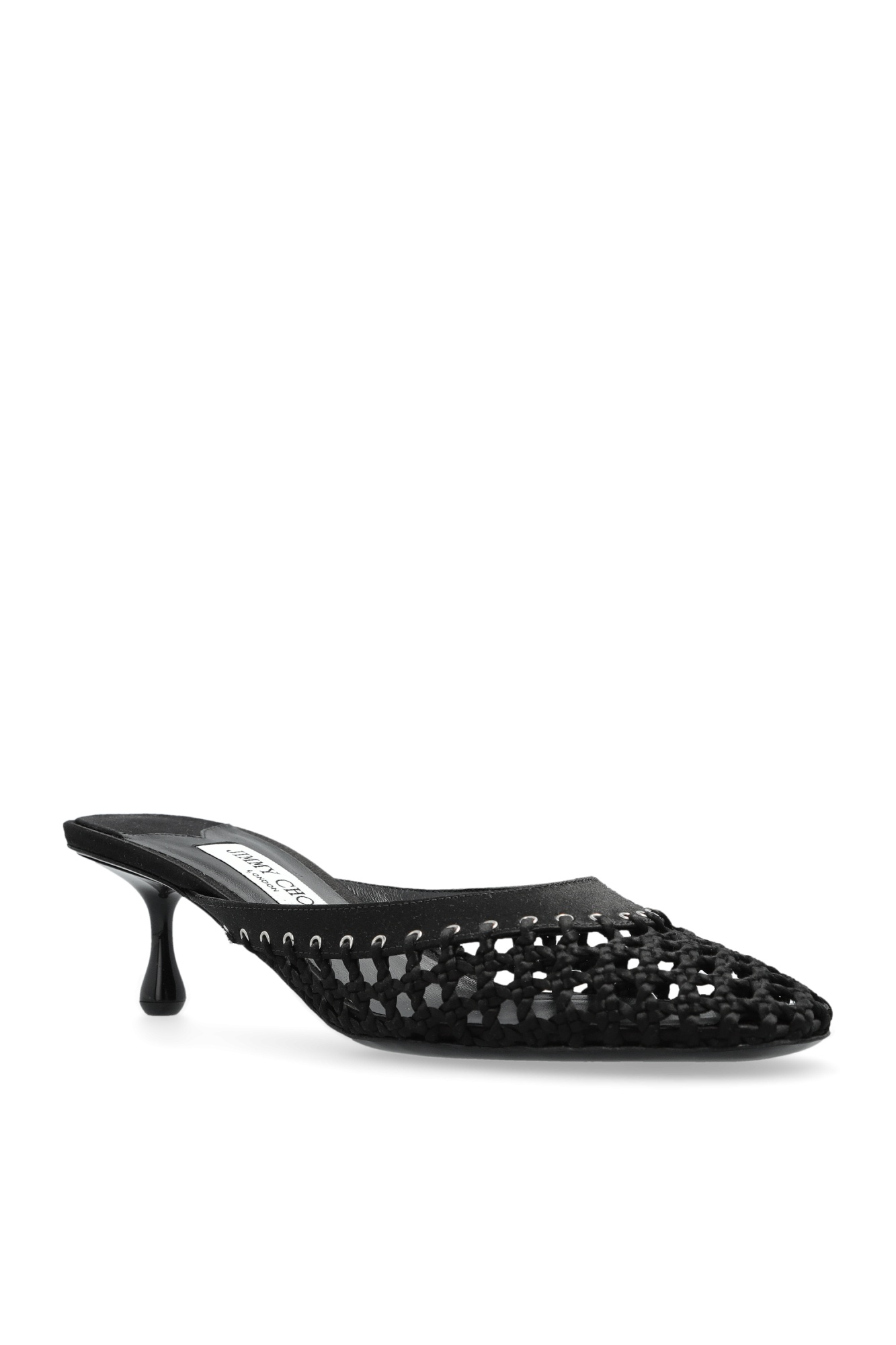 Jimmy Choo Pixie 50 Woven Satin Mules In Black