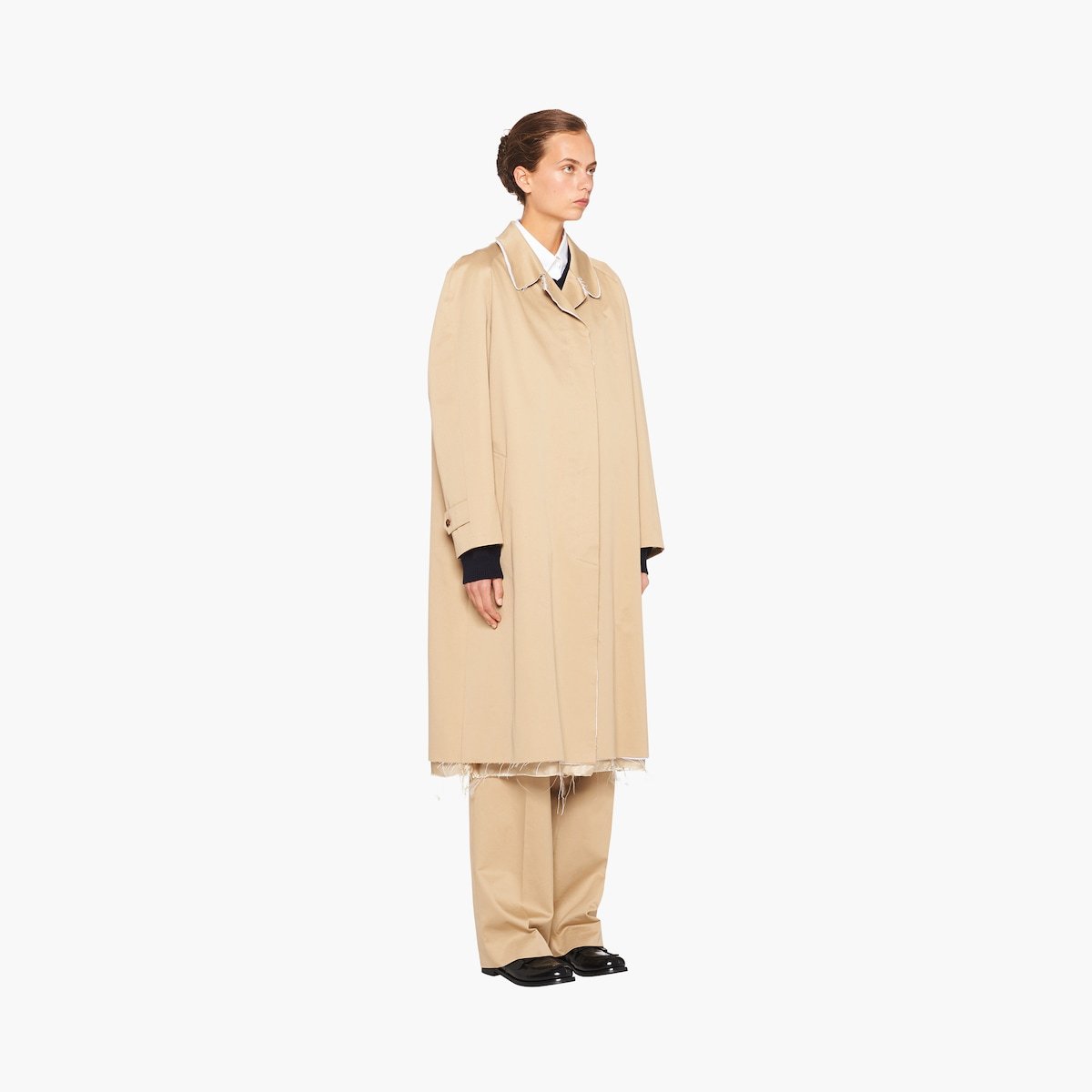 Miu Miu Single-breasted Chino Coat In Neutral