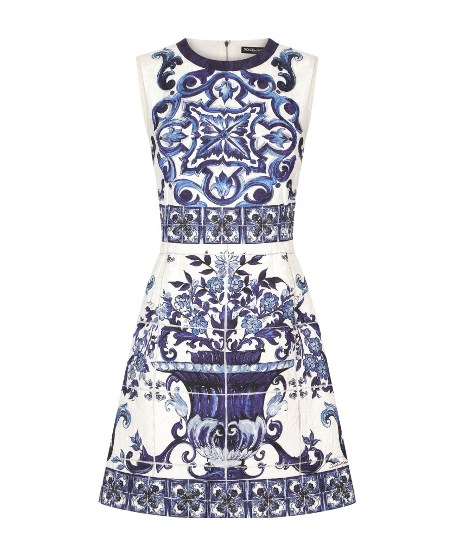 Dolce & Gabbana Printed Cotton Blend Dress  Printed  Donna 38 In White