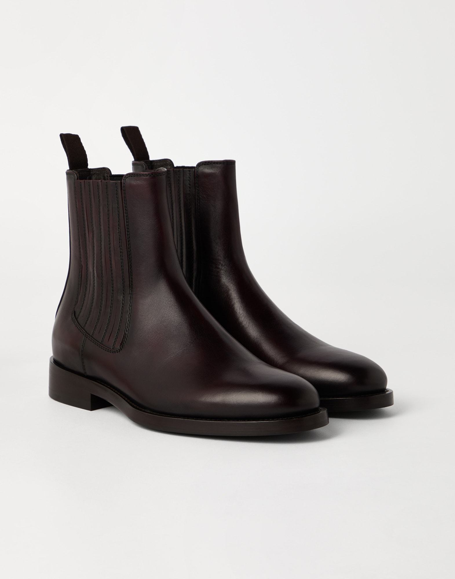 Brunello Cucinelli Burnished Leather Chelsea Boots In Animal Print