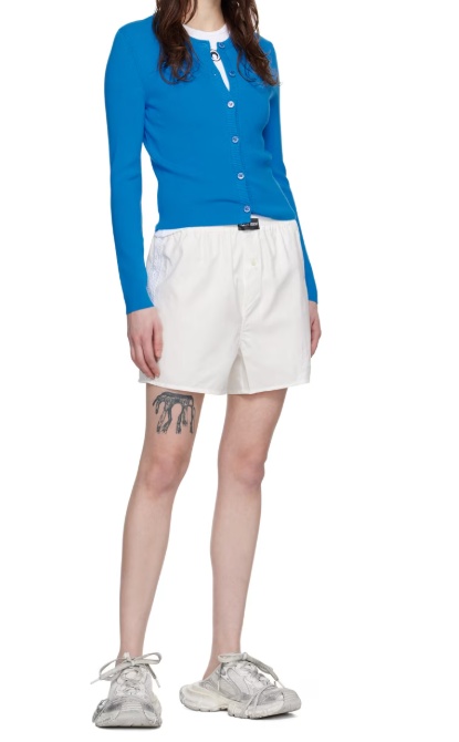 Marine Serre White Patch Shorts In Gray