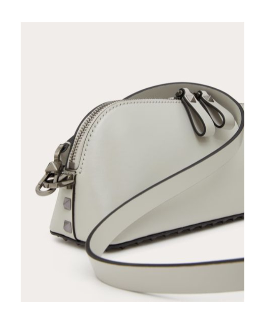 Valentino Rockstud-detail Leather Clutch Bag In Gray