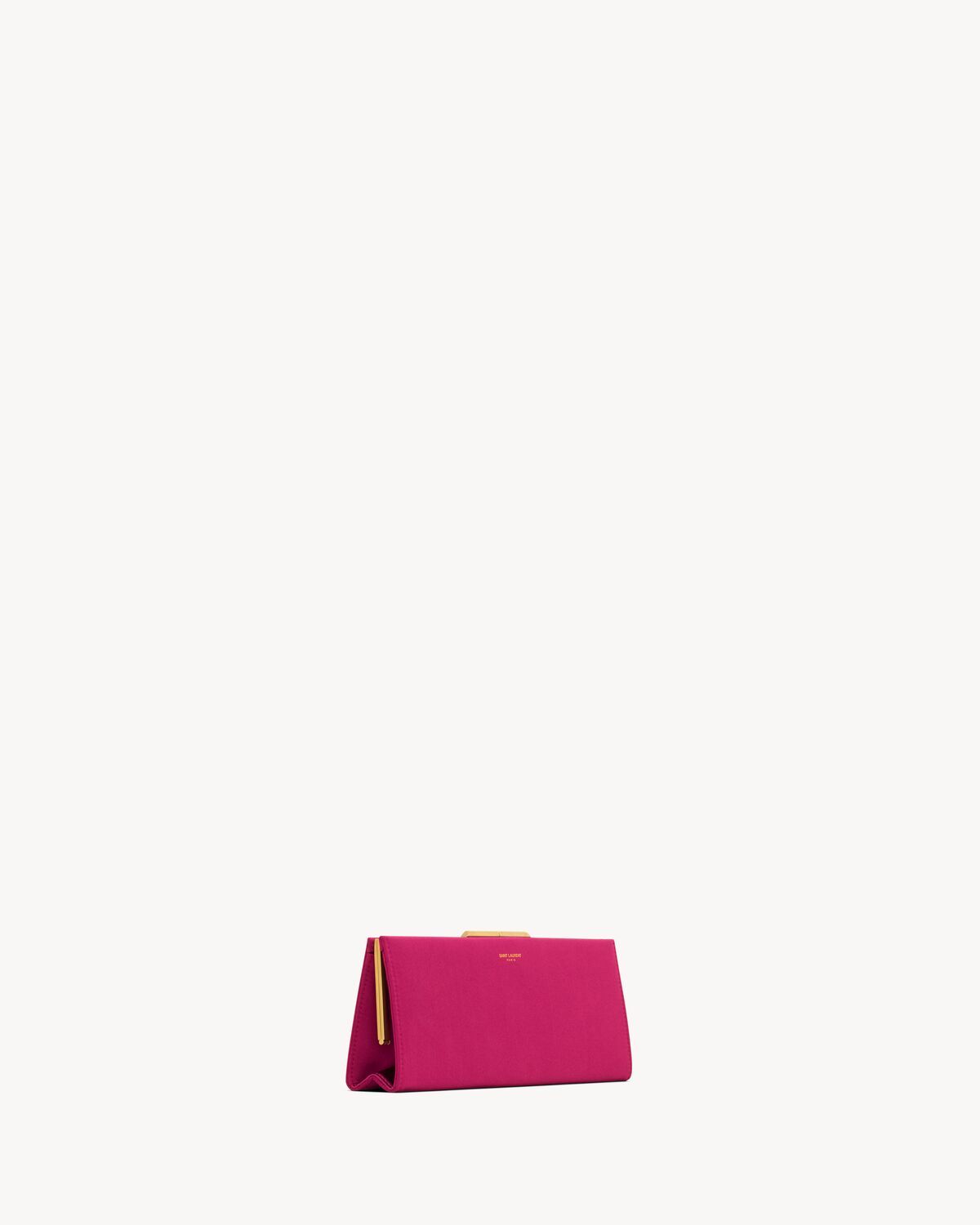 Saint Laurent Midnight Small Clutch In Satin In Purple