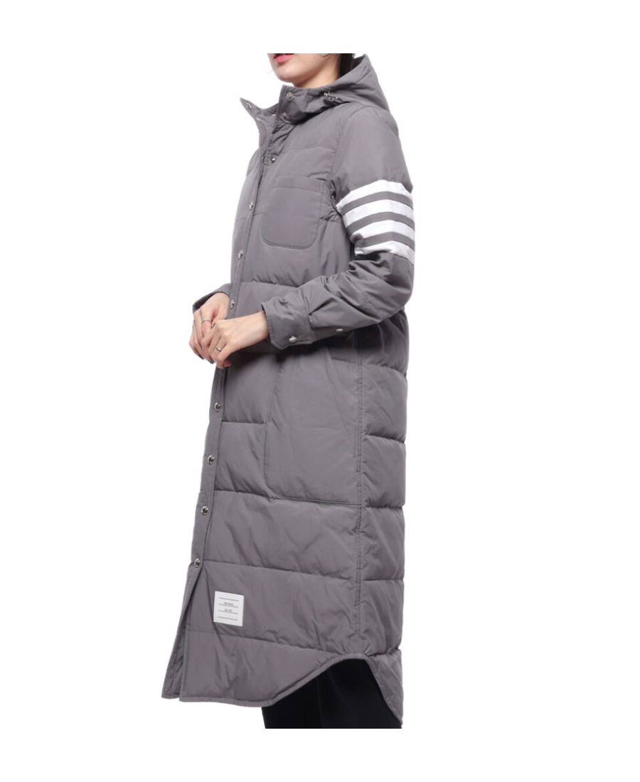 Thom Browne Side-stripe-detail Padded Coat In Gray