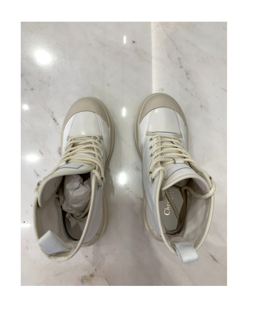 Dior Lace Up Short Boots In White
