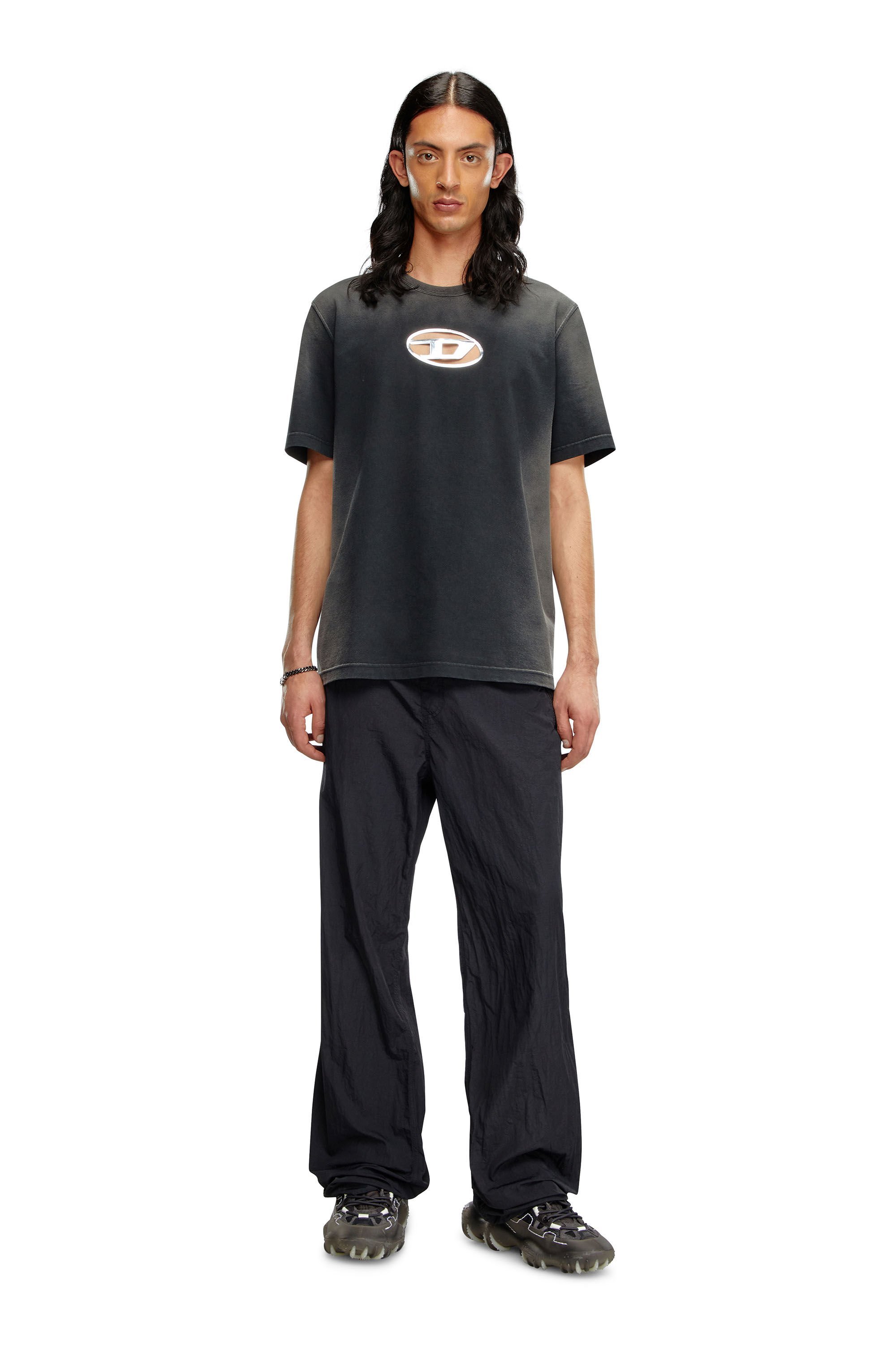 Diesel T-shirt Sfumata Con Stampa Oval D In Black