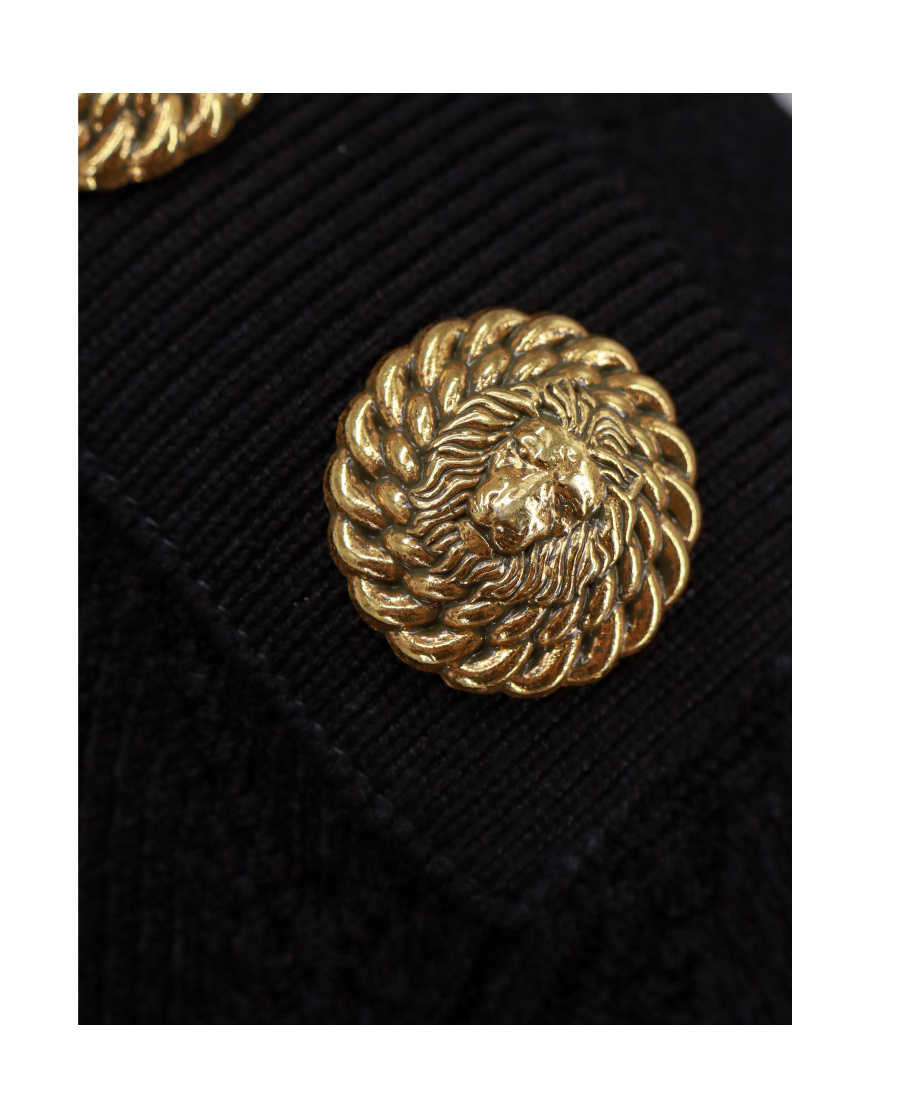 Balmain Lion-buttons Open-back Bodysuit In Black