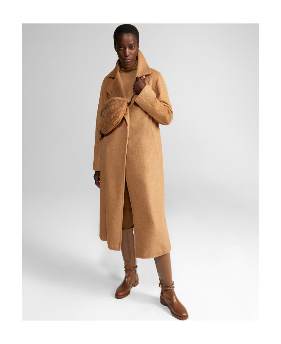 Max Mara Body-wrapped Long Overcoat In Brown
