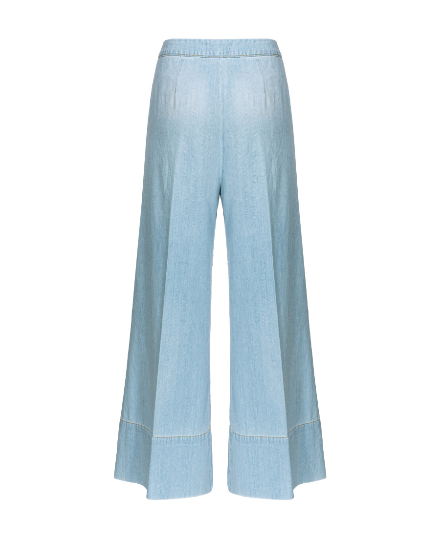 Pinko Wide-leg Cropped Trousers In Blue