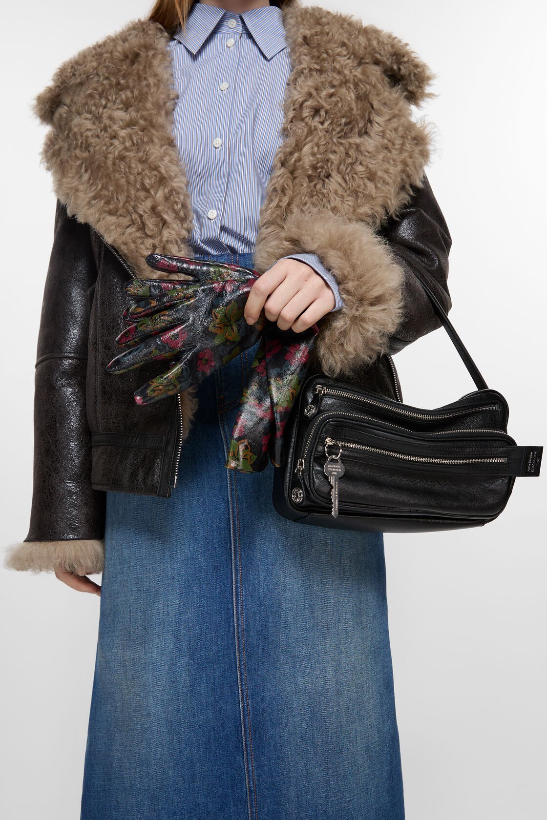Acne Studios Small Camero Leather Shoulder Bag In Black