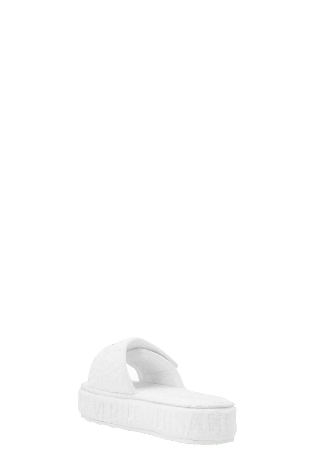 Versace Womens Z4001 White Tessuto Logo-emrboidered Cotton Slippers 6 In White