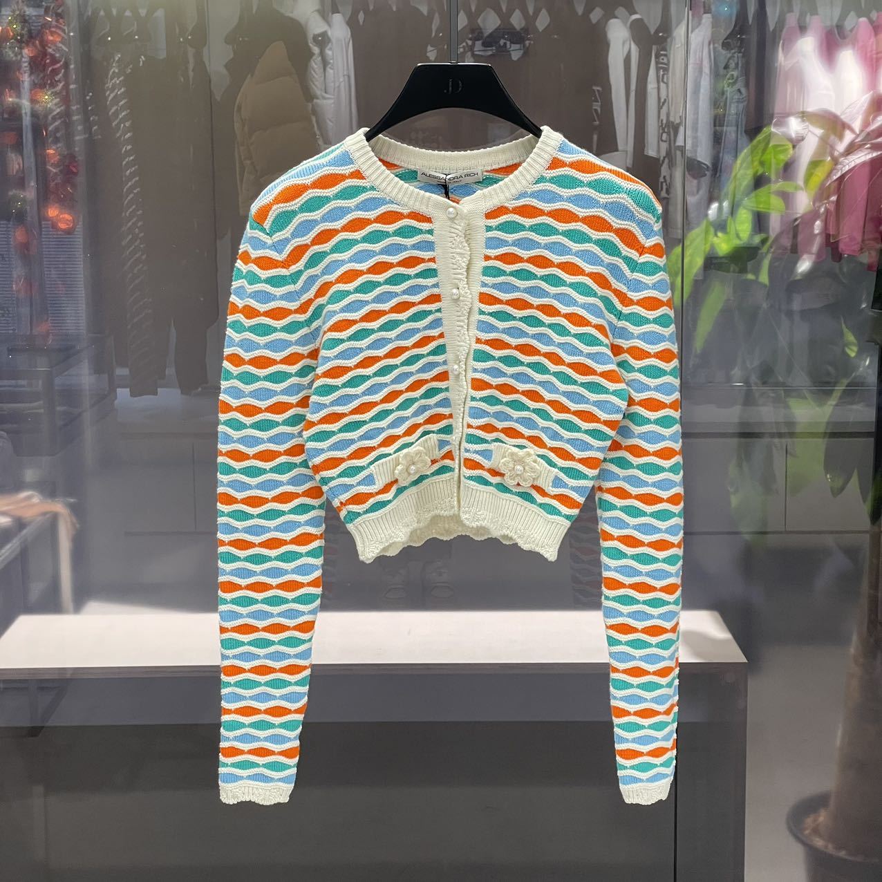 Alessandra Rich Round Neck Sweater In Multicolor