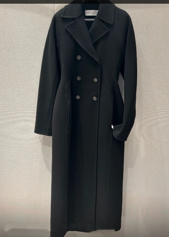 Dior Double-breasted Coat In Black