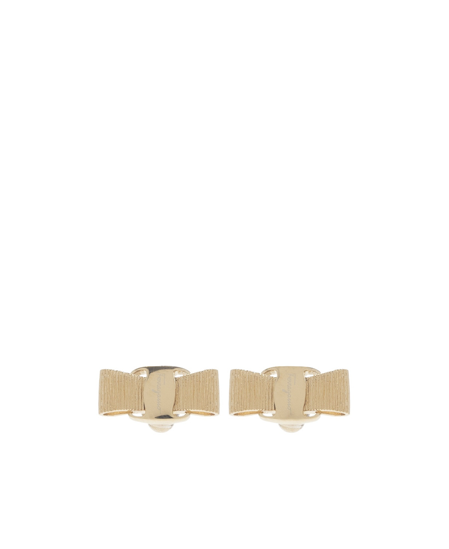 Ferragamo Vara Bow Detailed Earrings In Yellow