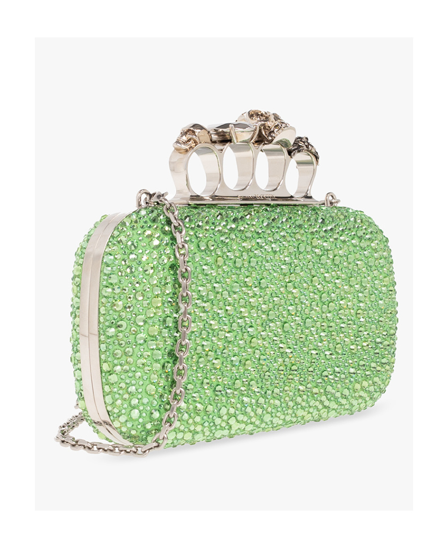 Alexander Mcqueen Skull Rhinestone-embellished Crossbody Bag In Green