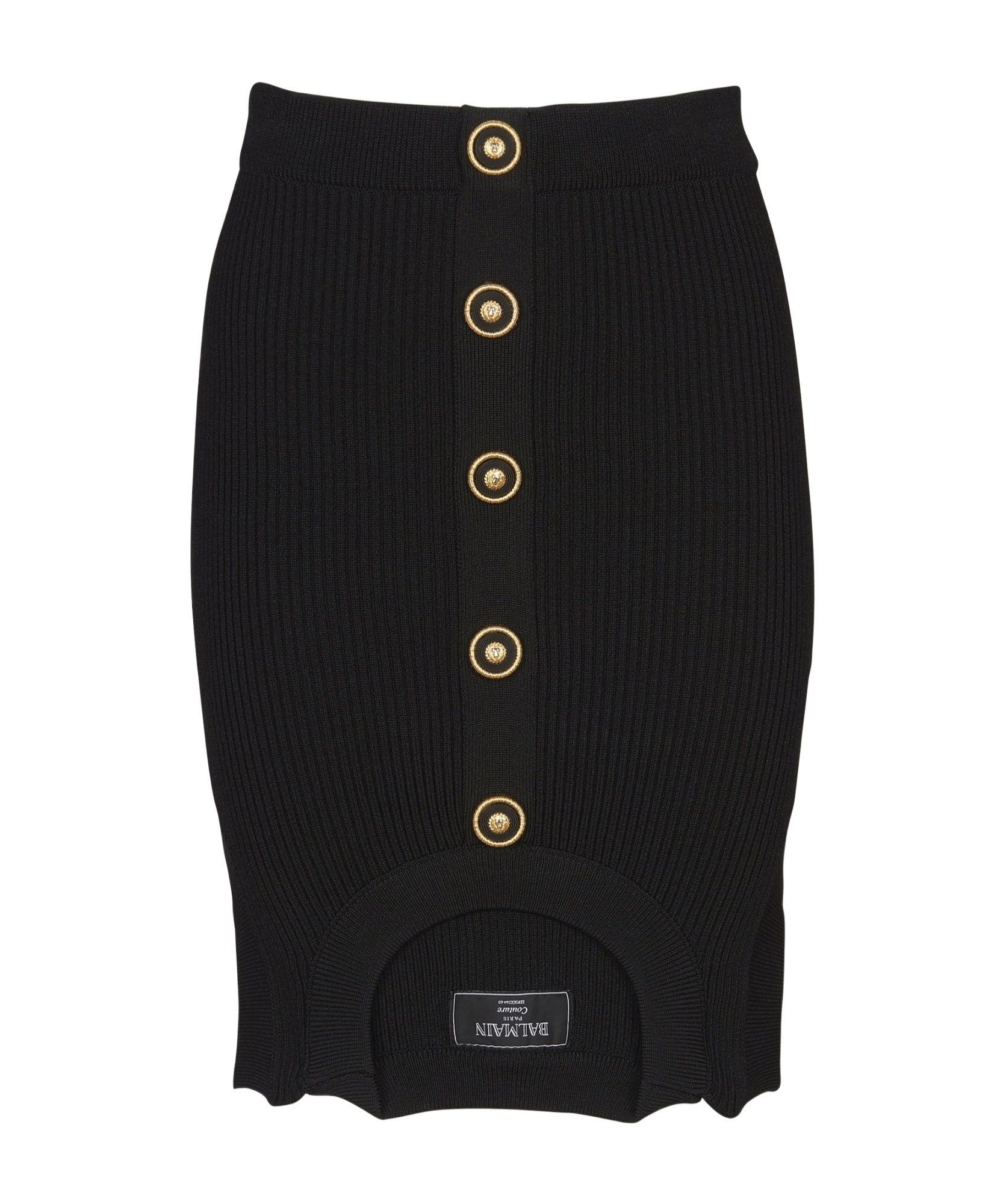 Balmain Black Optical Illusion Ribbed Knit Miniskirt In Black