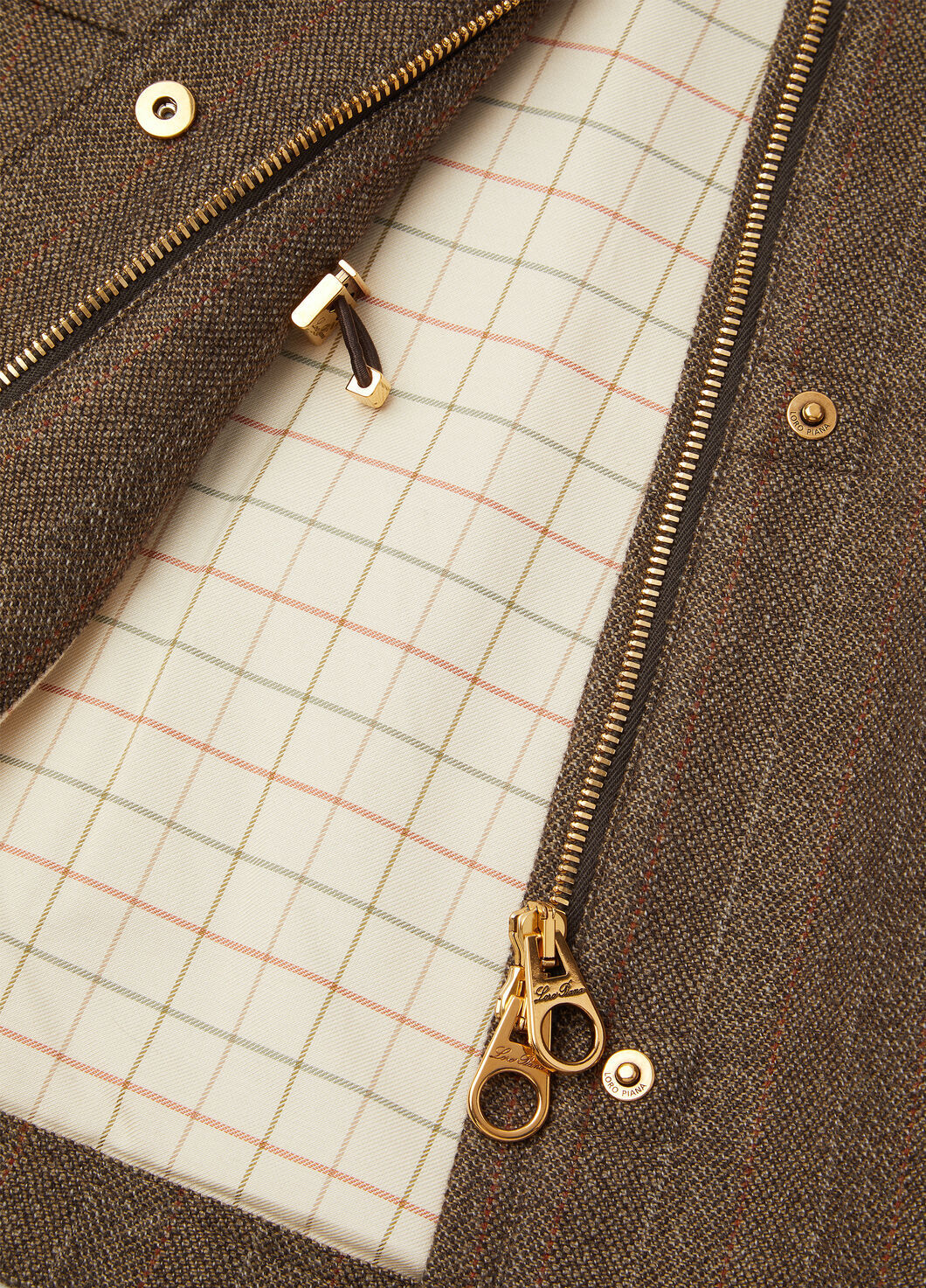 Loro Piana Windmate Zippered Casual Jacket In Green Brown Mouliné