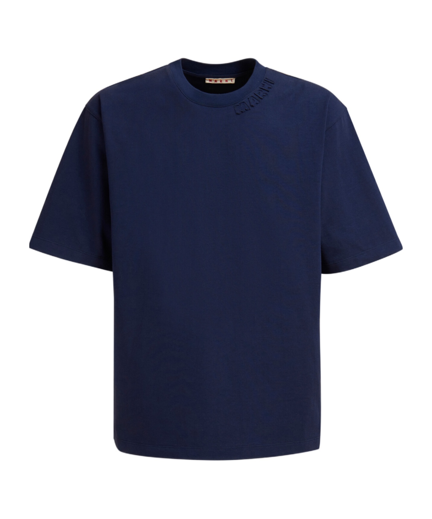 Shop Marni Deep Blue Organic Cotton Oversized T-shirt With Patches In Black