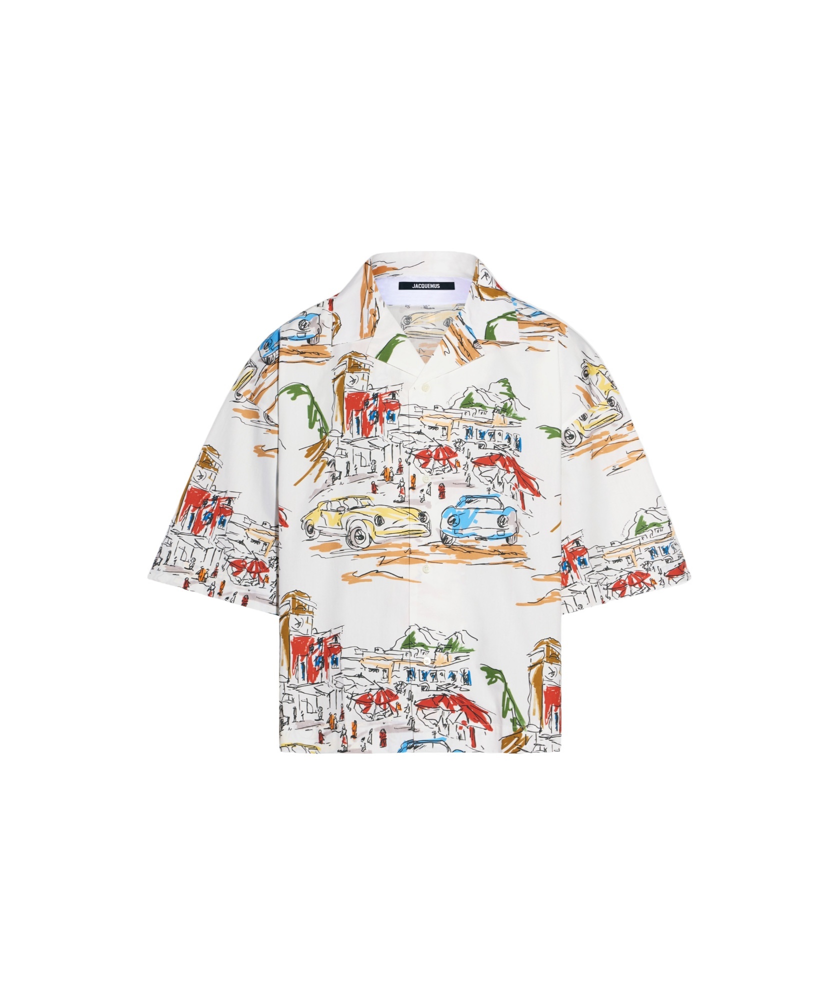 Shop Jacquemus Capri Cars Oversized Bowling Shirt In White