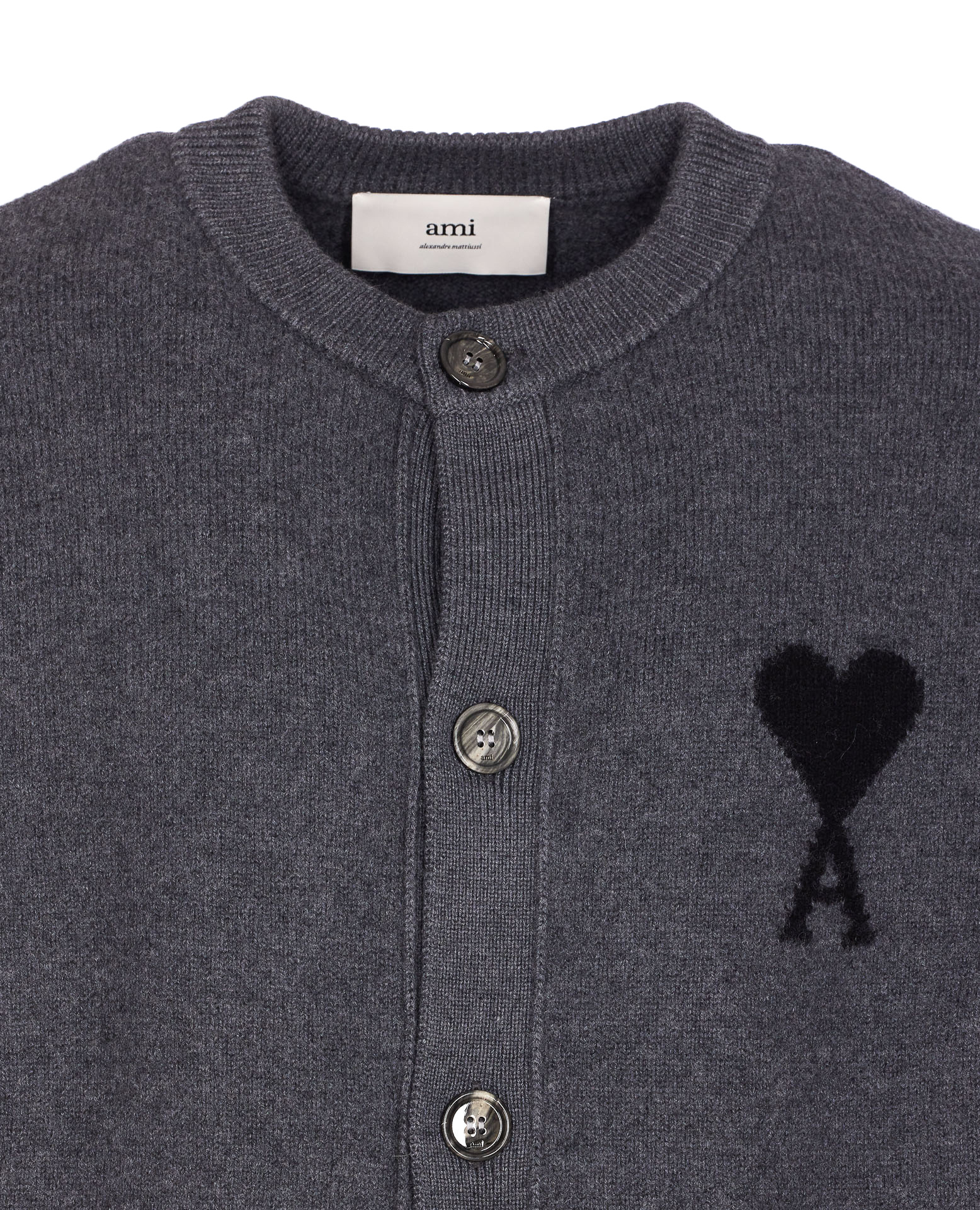 Ami Alexandre Mattiussi Ami Paris Grey Ami De Coeur Cardigan Men In Blue