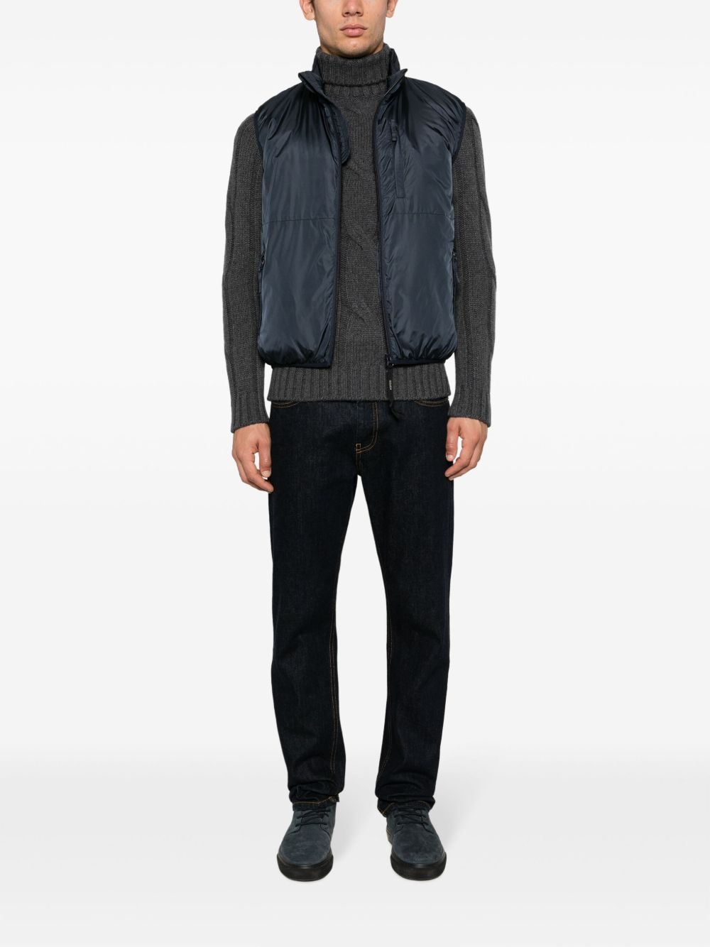 Aspesi High-necked Padded Jacket In Blue