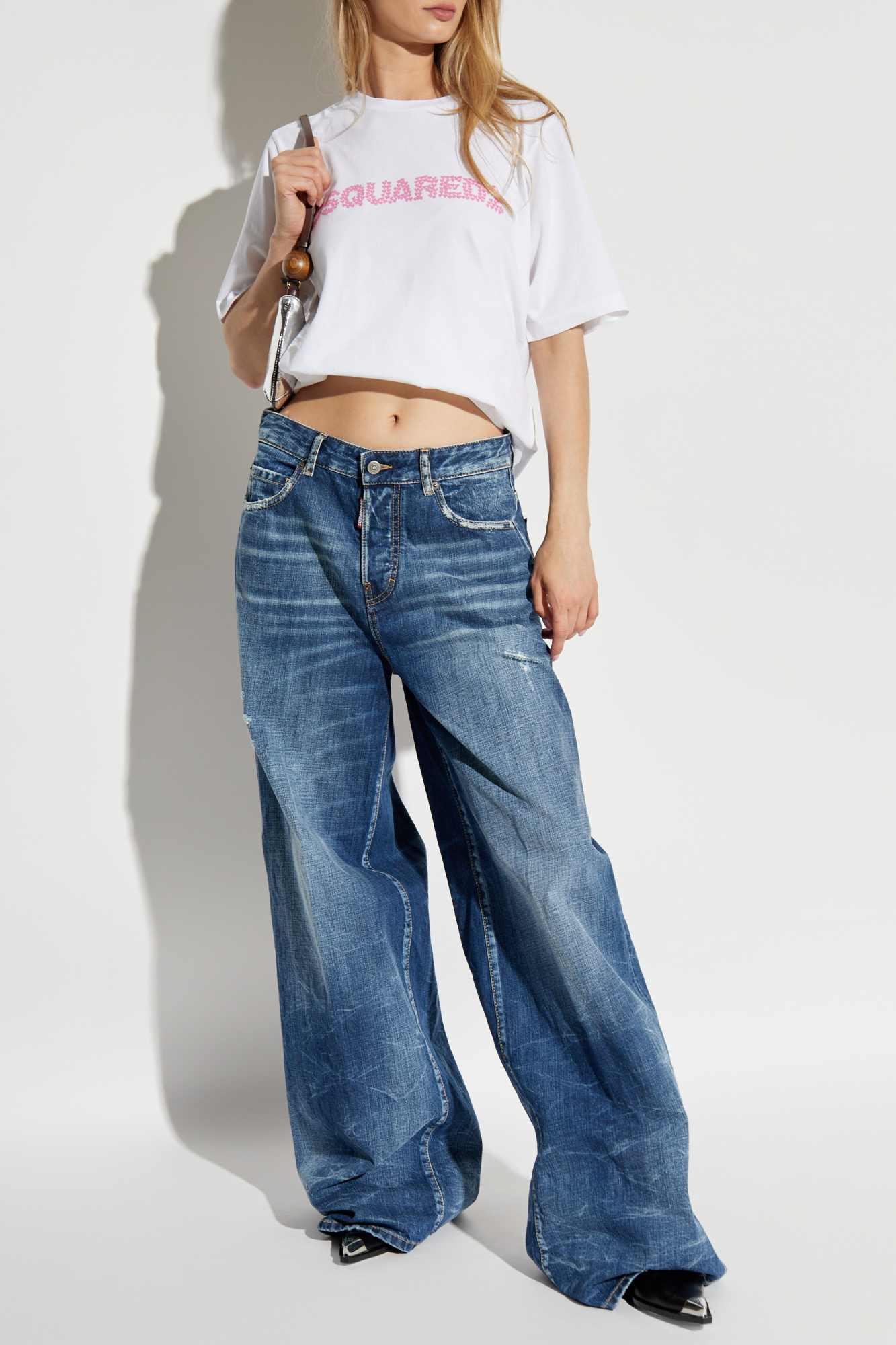 DSQUARED2 DSQUARED2 DISTRESSED WIDE-LEG DENIM JEANS