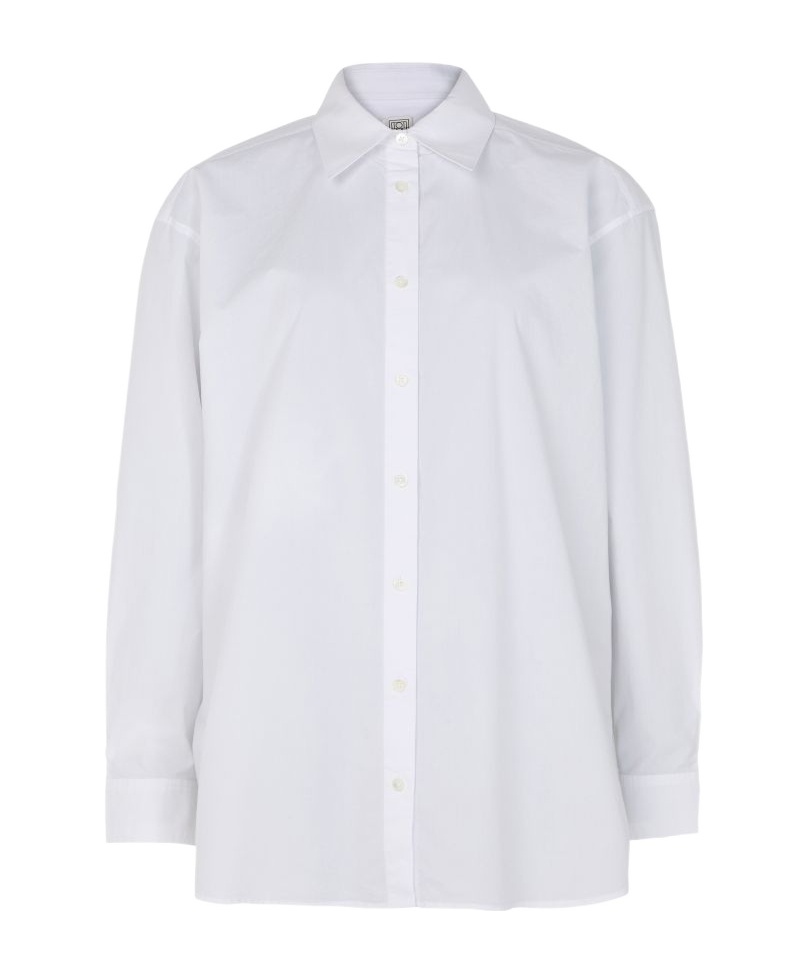 Totême Lapel Long-sleeved Shirt In White
