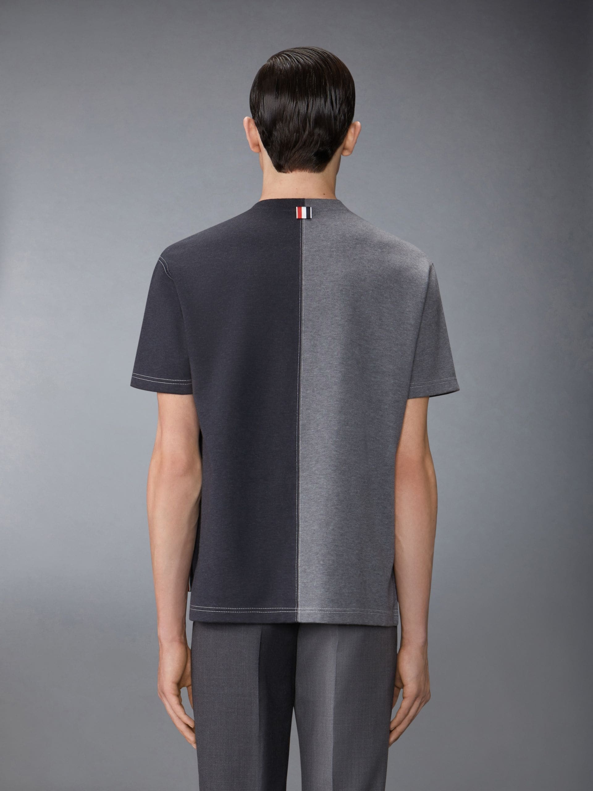 Thom Browne Two-tone Cotton T-shirt In Black