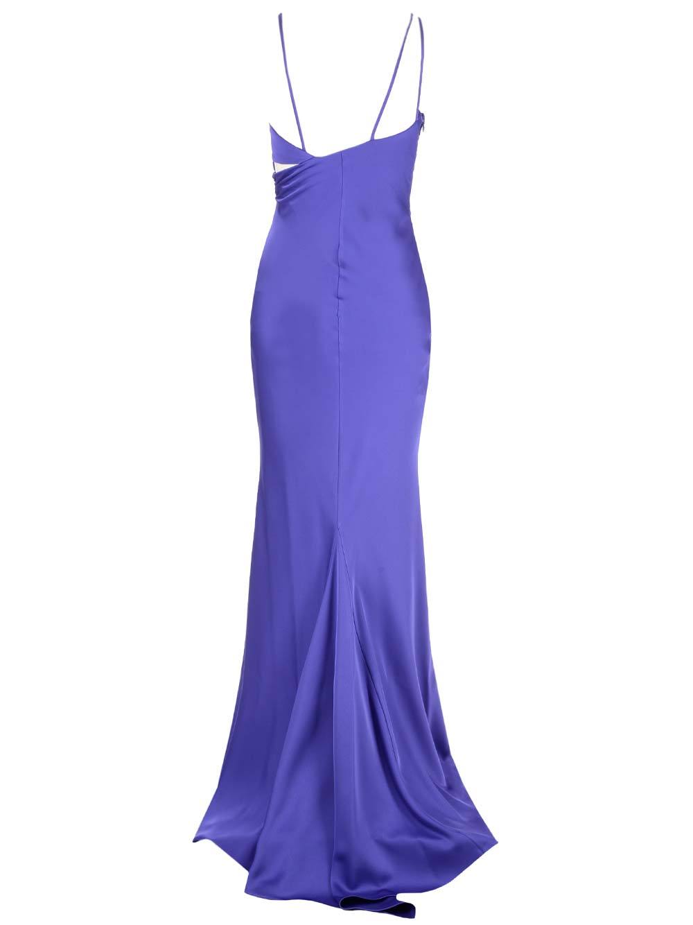 Attico Melva Asymmetric Sleeveless Gown In Blue