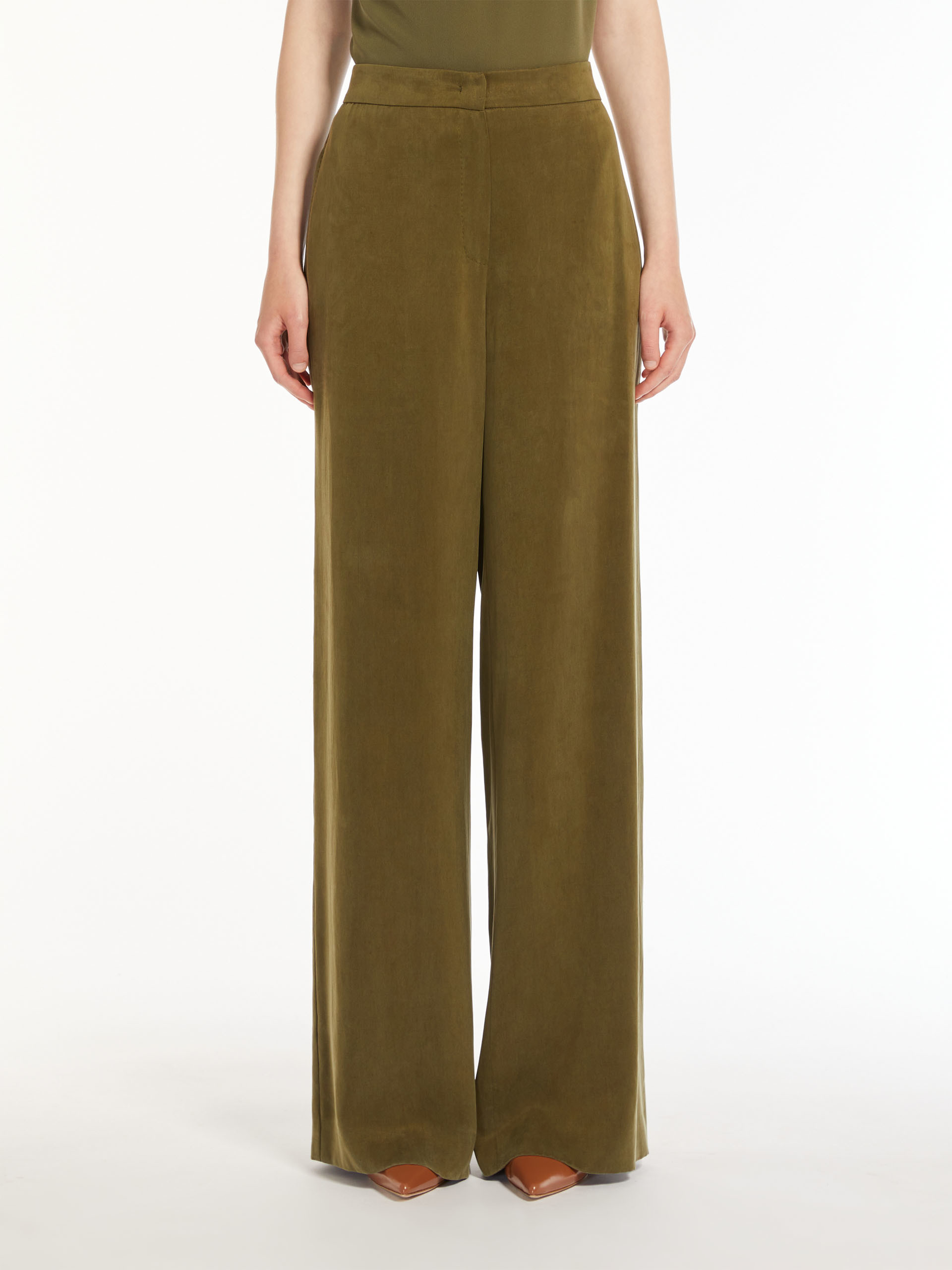 Max Mara High Belt Loop Casual Pants In Green