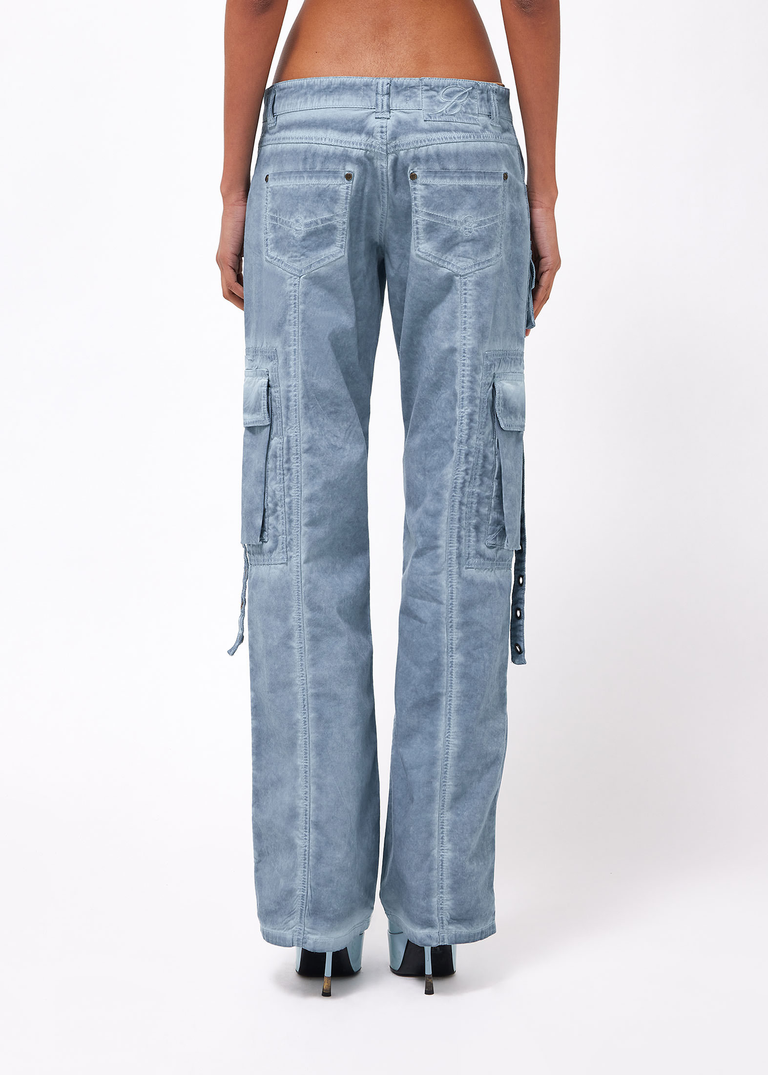 Shop Blumarine Low-rise Cargo Jeans In Blue