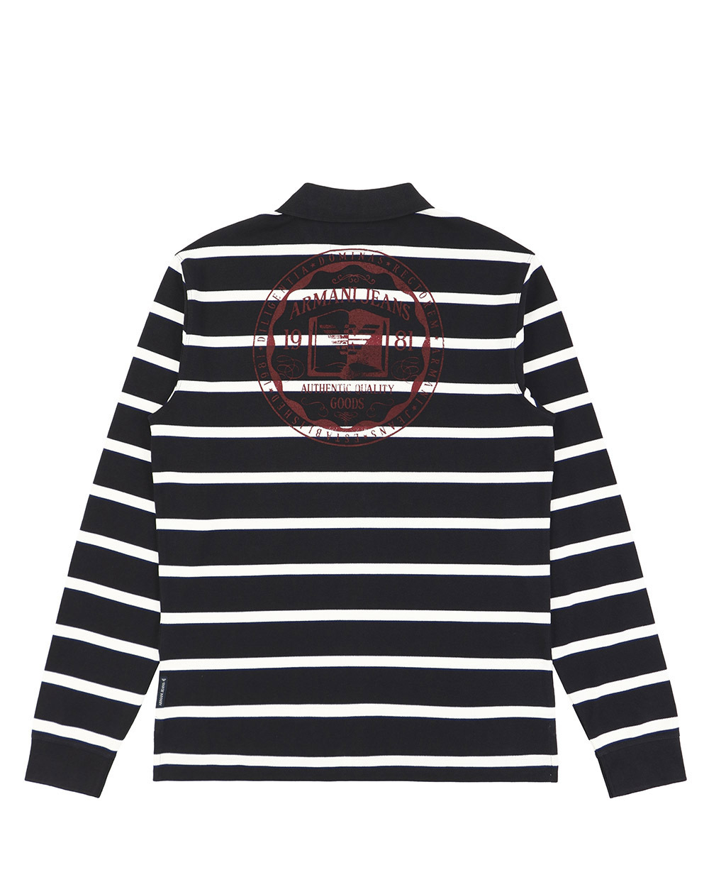 Armani Jeans Logo Striped Polo Shirt In Black